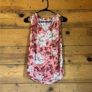 LOFT Floral Tie Neck Top